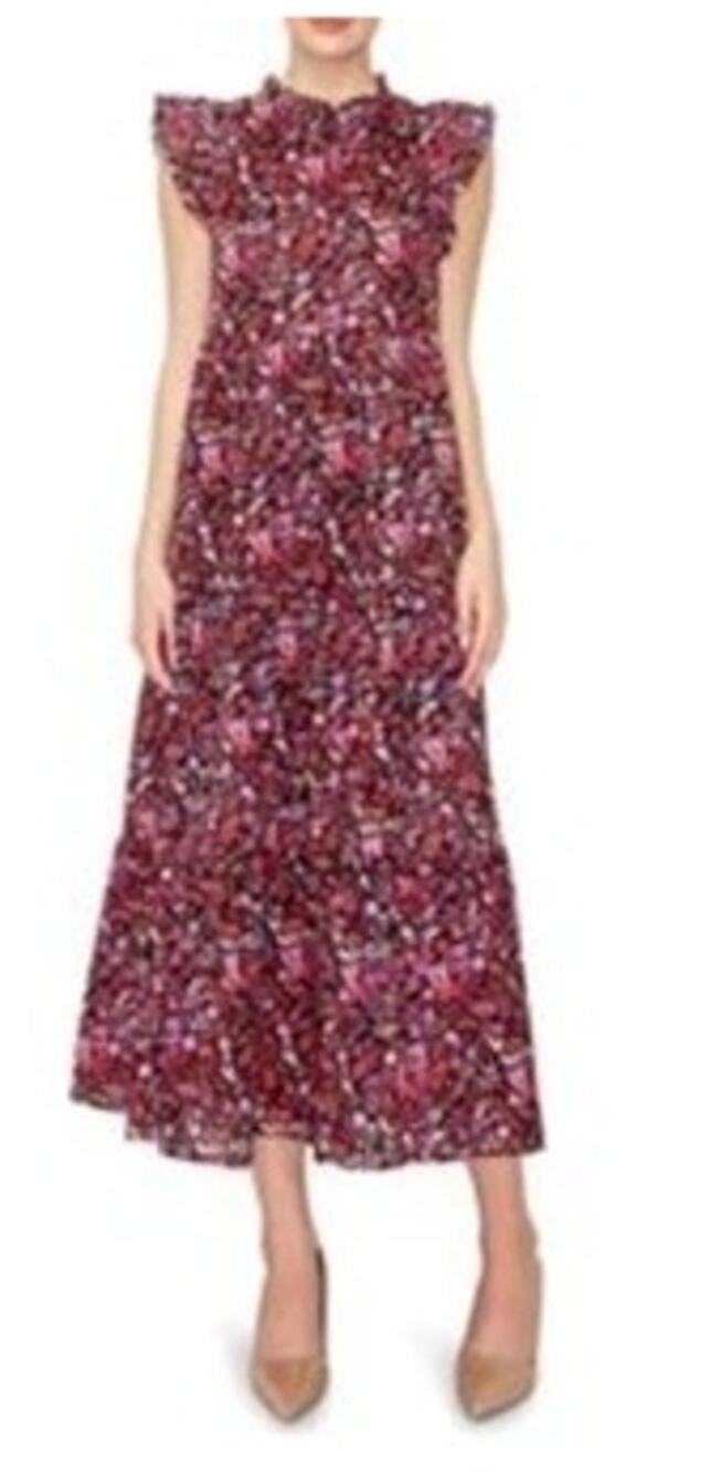 Womens Melloday Ditsy Floral Ruffled Tiered Maxi Dress Size Small
